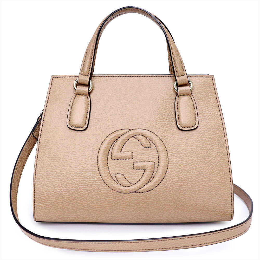 Gucci Soho Interlocking G Leather Beige Cream Crossbody Handbag